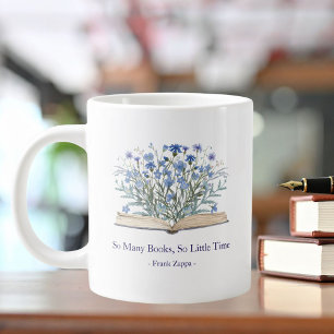 Custom Quote Blue Flowers Grow From Book Large Coffee Mug