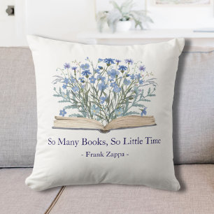 Custom Quote Blue Wildflowers Grow From Book Cushion
