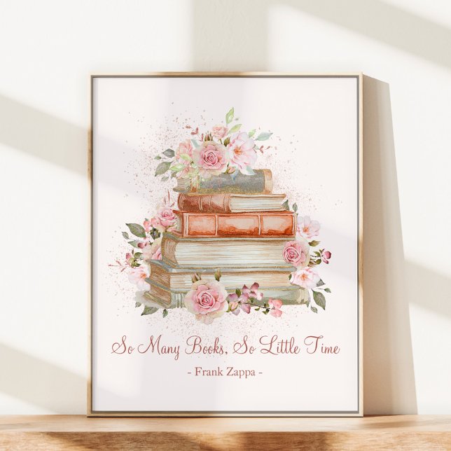 Custom Quote Books and Vintage Pink Roses Poster (In situ)