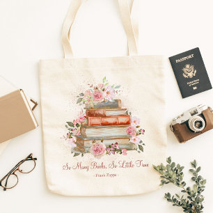 Custom Quote Books and Vintage Pink Roses Tote Bag