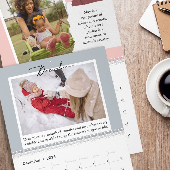 Custom Quote Family Photos Unique Colourful 2025 Calendar (Creator Uploaded)