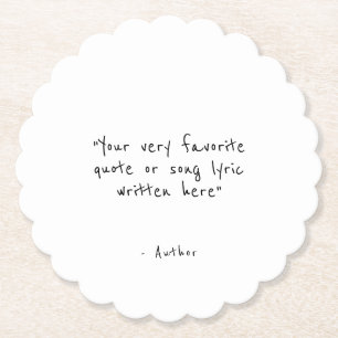 Custom quote minimalist paper coaster