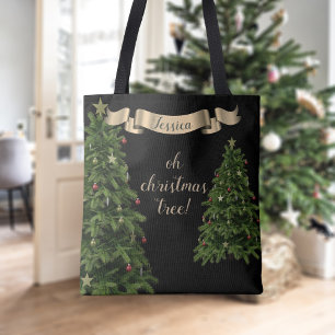 Custom Quote Oh Christmas Tree Tote Bag