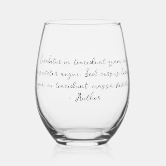 Custom quote poem lyric stemless wine glass