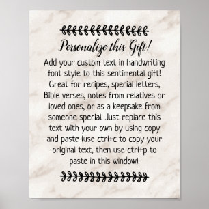 Custom Quote Saying Letter Personalised Keepsake Poster