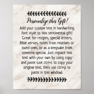 Custom Quote Saying Letter Personalised Keepsake Poster
