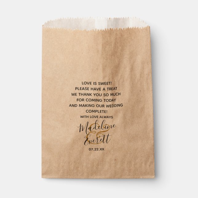 Custom Quote Text Wedding Love is Sweet Treat Favour Bags (Front)