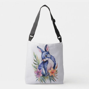 Custom Rabbit Floral Pattern Crossbody Bag