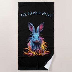 Custom Rabbit Hole Blue Bunny Beach Towel