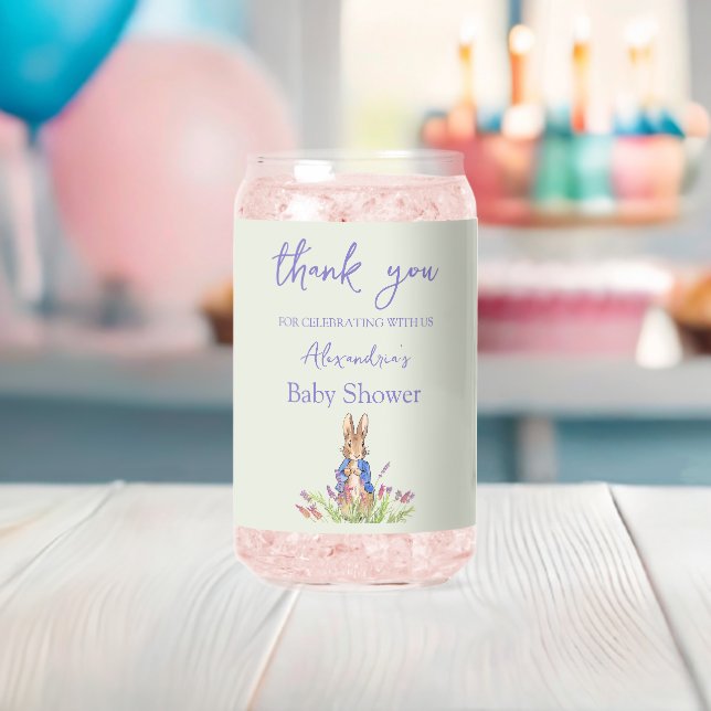 Custom rabbit in blue jacket can glass (Insitu (Baby Shower))