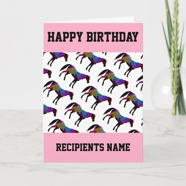 Custom Racehorse Birthday Card (Front)