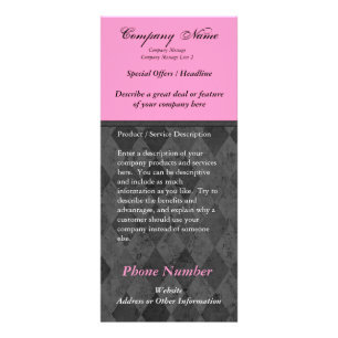 Custom Rack Card, Black and Pink Design, Printing Card