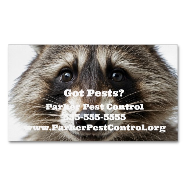 Custom Racoon Pest Control Business Card Magnet (Front)