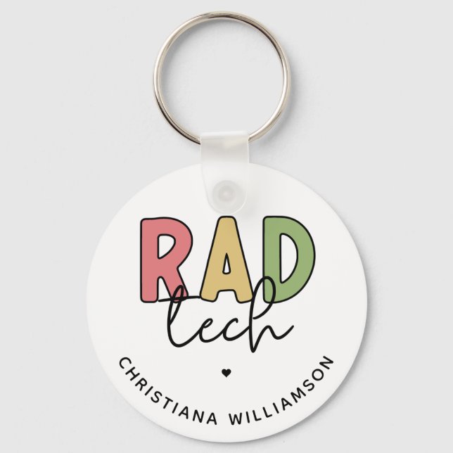 Custom Rad Tech Radiologic Technologist Radiology Key Ring (Front)