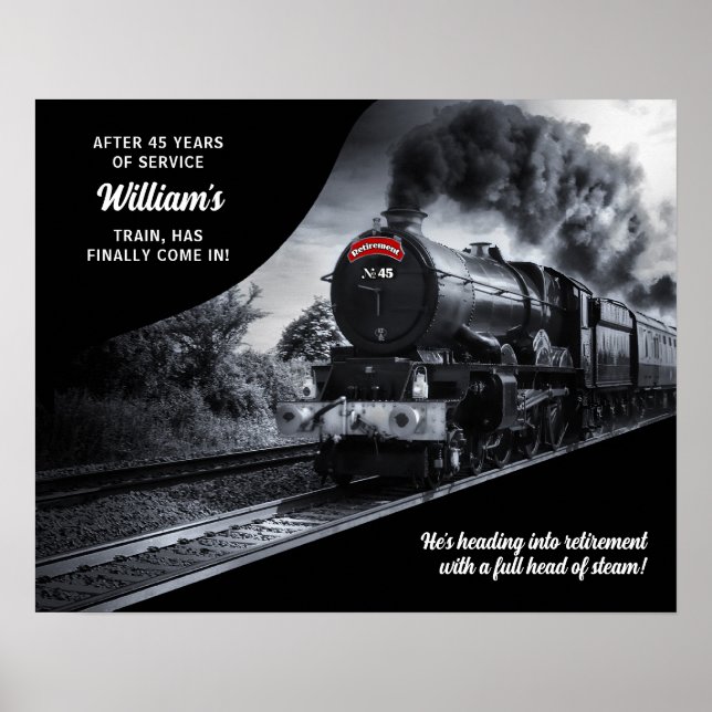 Custom Railroad Retirement No. 45 Train Poster (Front)