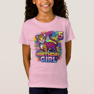 Custom Rainbow 90s inspired Leopard Birthday Girl T-Shirt