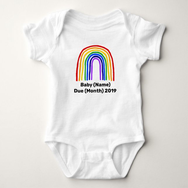 Custom Rainbow Baby Announcement Bodysuit (Front)