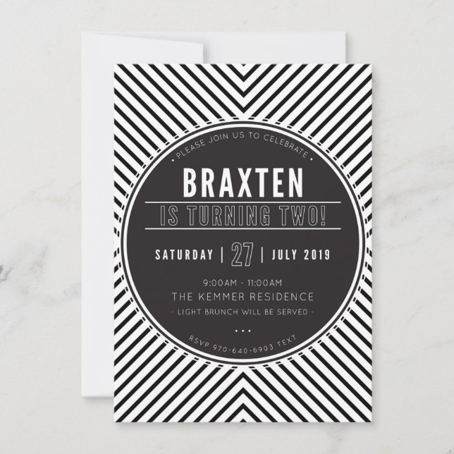 CUSTOM rainbow birthday party invite for Braxten (Front)