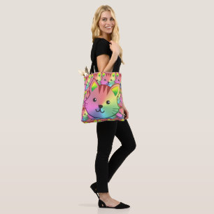 Custom Rainbow Cat Design   Personalised Cat Tote 