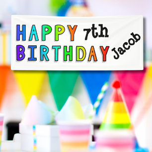 Custom Rainbow Colours Happy Birthday Banner