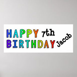 Custom Rainbow Colours Happy Birthday Poster