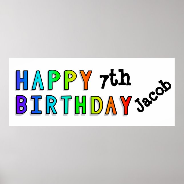 Custom Rainbow Colours Happy Birthday Poster (Front)