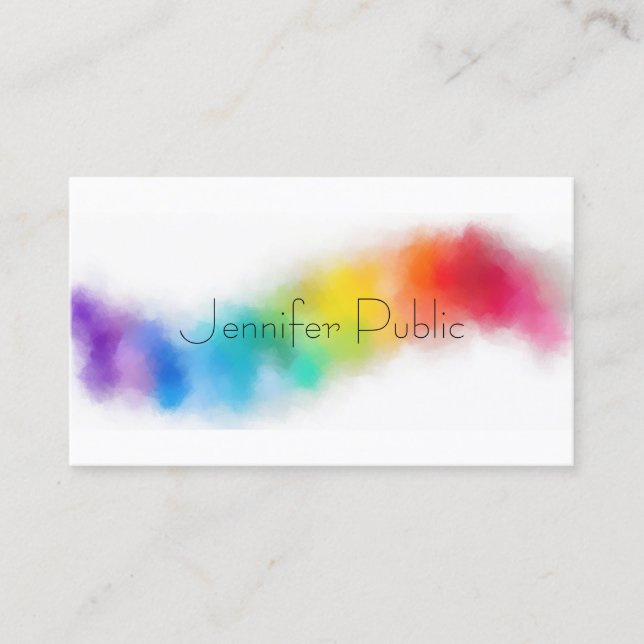 Custom Rainbow Colours Modern Elegant Template Business Card (Front)
