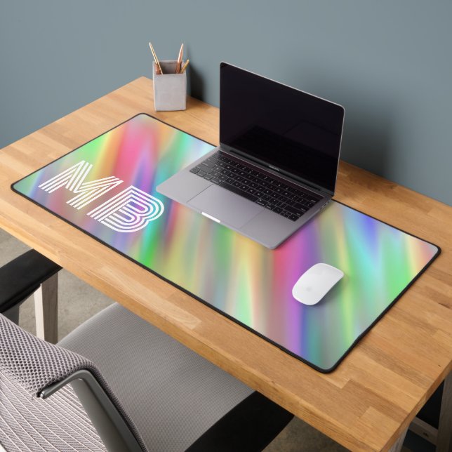Custom Rainbow Colours Striped Tie Dye Art Pattern Desk Mat (Office 2)