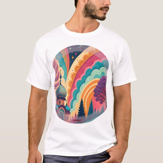 Custom Rainbow Fantasy Art T-Shirt (Front)