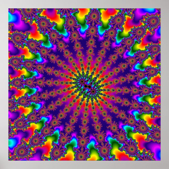 Custom Rainbow Fractal Burst Poster (Front)