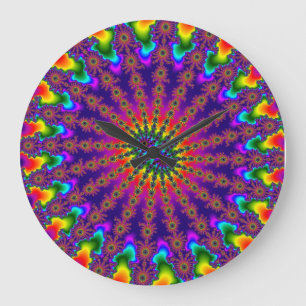 Custom Rainbow Fractal Burst Round Wall Clock