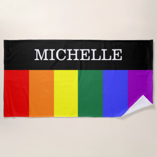 Custom Rainbow Gay Pride Beach Towel