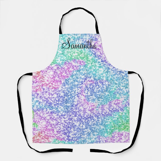 Custom Rainbow Glitter Monogram Apron (Front)