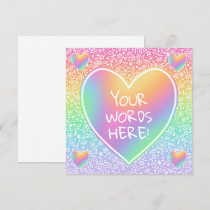 Custom Rainbow Hearts Doodles Card