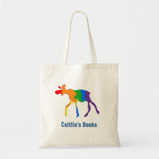 Custom Rainbow Moose Library Book Bag