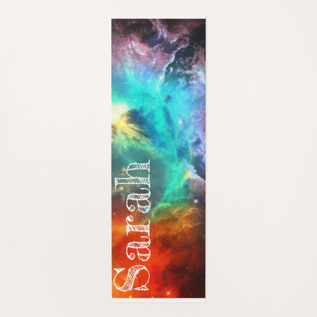 Custom Rainbow Nebula Outer Space  Yoga Mat (Front)