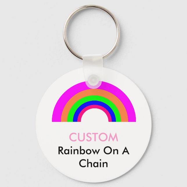 CUSTOM Rainbow On A Chain Key Ring (Front)