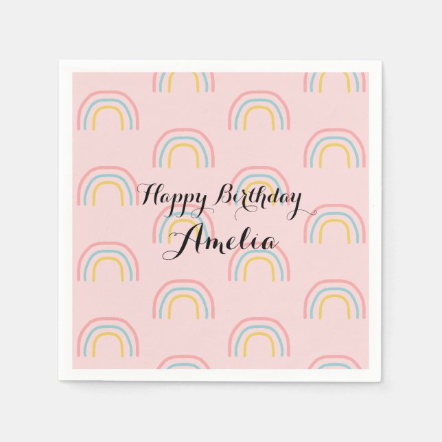Custom Rainbow Pattern Paper Napkin (Front)