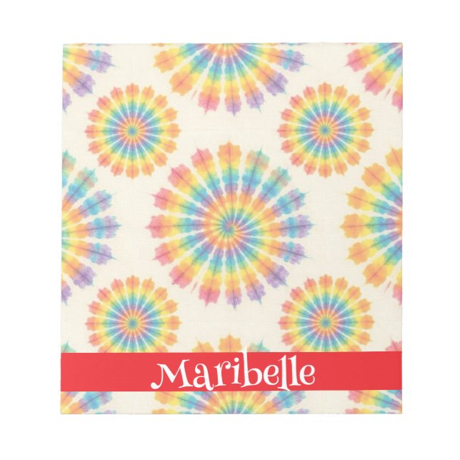 Custom Rainbow Psychedelic Retro Tie Dye Notepad (Front)