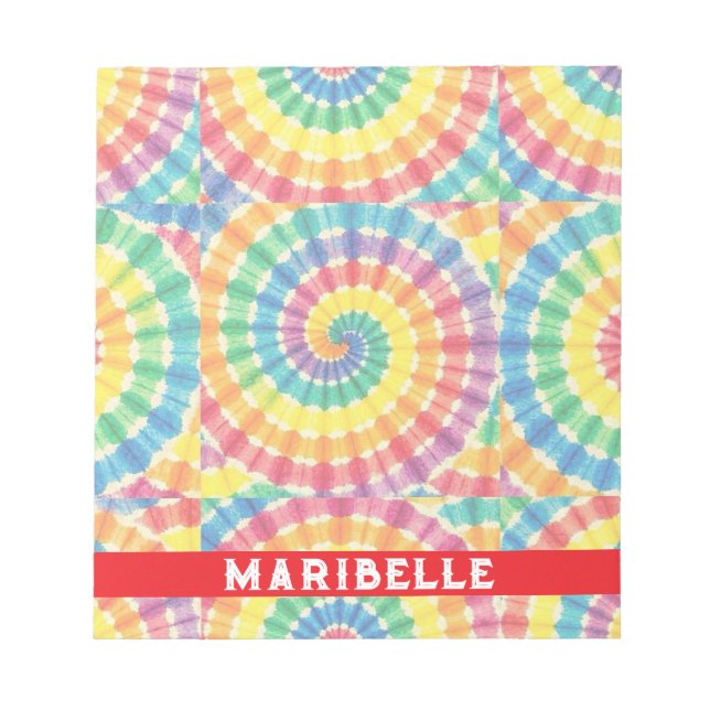 Custom Rainbow Psychedelic Retro Tie Dye Notepad (Front)