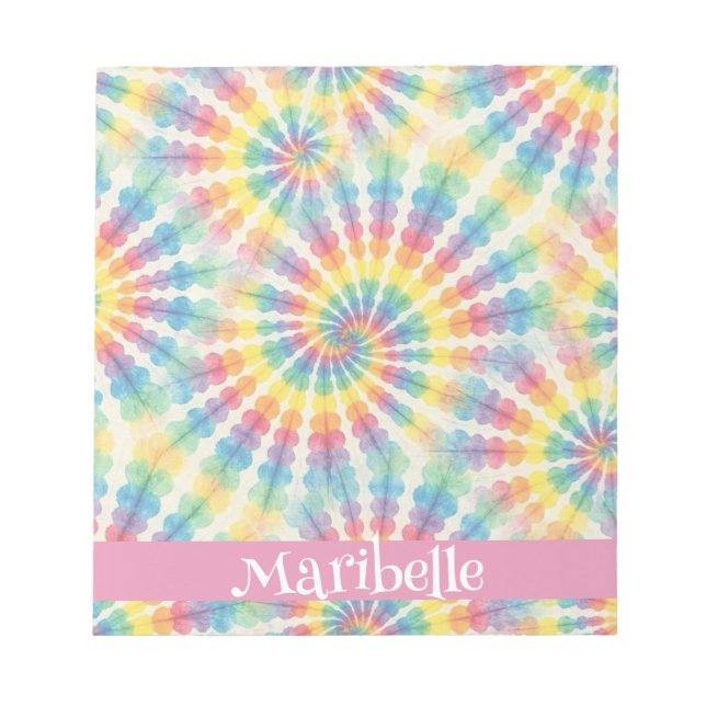 Custom Rainbow Psychedelic Retro Tie Dye Notepad (Front)