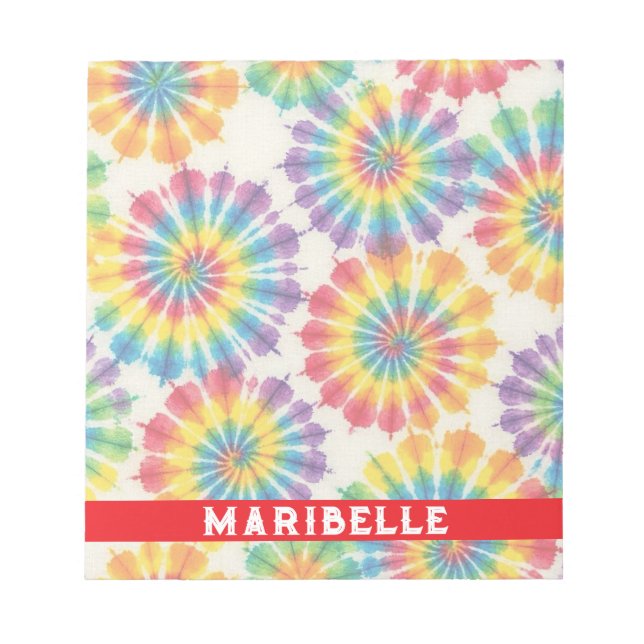 Custom Rainbow Psychedelic Retro Tie Dye Notepad (Front)