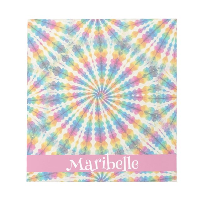 Custom Rainbow Psychedelic Retro Tie Dye Notepad (Front)