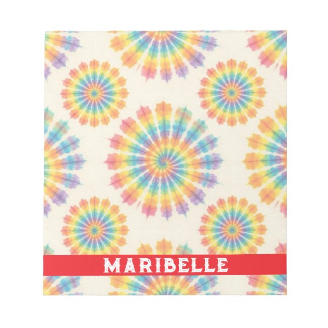Custom Rainbow Psychedelic Retro Tie Dye Notepad (Front)