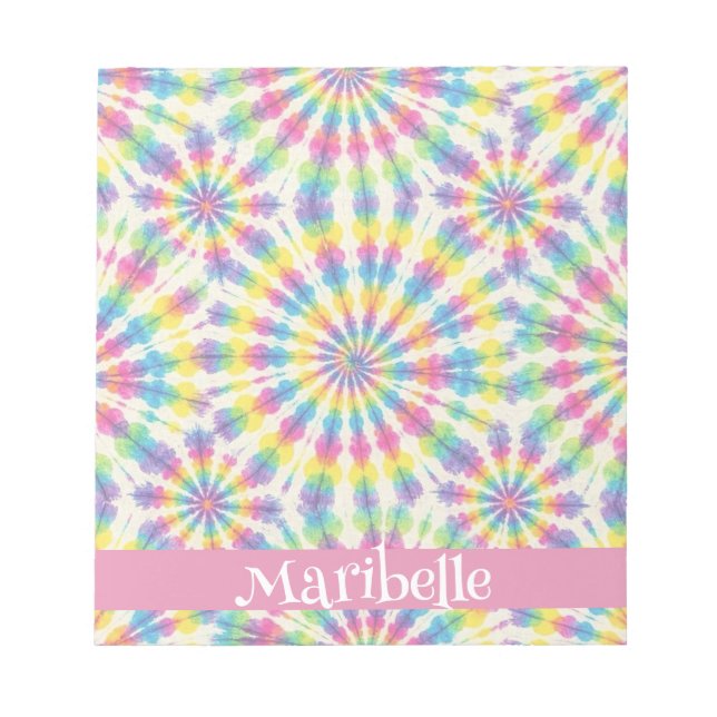 Custom Rainbow Psychedelic Retro Tie Dye Notepad (Front)