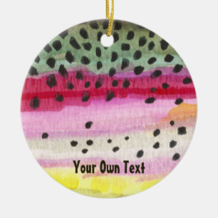 Custom Rainbow Trout Skin Fly Fishing Ceramic Tree Decoration