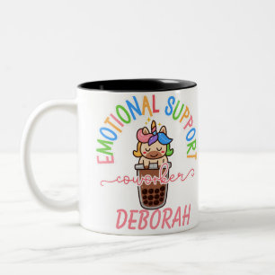 Custom Rainbow Unicorn Work Bestie Coffee Gift Two-Tone Coffee Mug