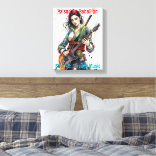 Custom Rainbow Warrior Girl Guitarist Art Inspired Canvas Print