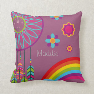 Custom Rainbow World Cute Caticorn Pink Glitter Cushion