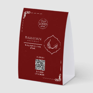 Custom Ramadan Kareem QR Code Menu Sign for Restau